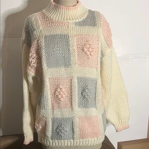 😄Vintage textured knit sweater winter ready slouchy cottage core